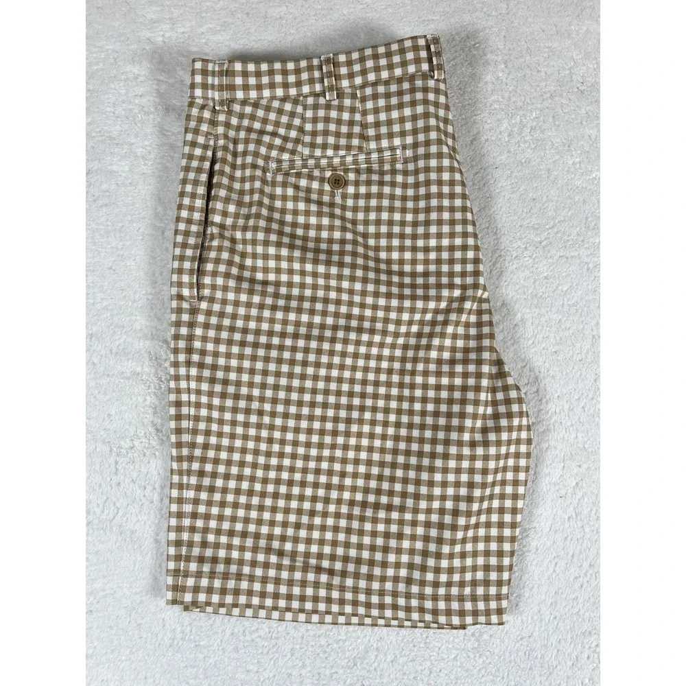 Peter Millar Crown Sport Wicking Gingham‎ Check Performance Golf Shorts Sz 38